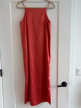 Scotch & Soda Coral-Red Midi Slip Dress